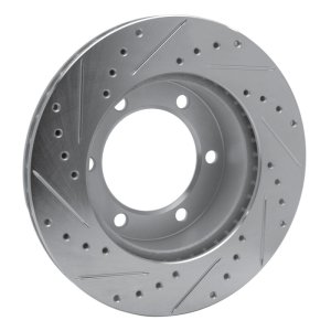 Toyota 4Runner Brake Rotor (1) - Front Right - R1 Concepts - Drilled & Slotted - Silver - `95-`04